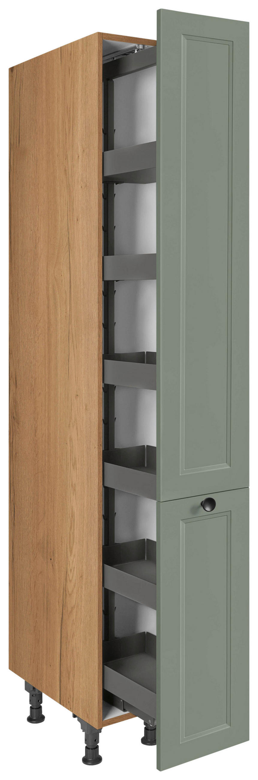 APOTHEKERSCHRANK 30/216,6/58 cm  in Grün  - Eichefarben/Schwarz, MODERN, Holzwerkstoff/Metall (30/216,6/58cm) - Nobilia