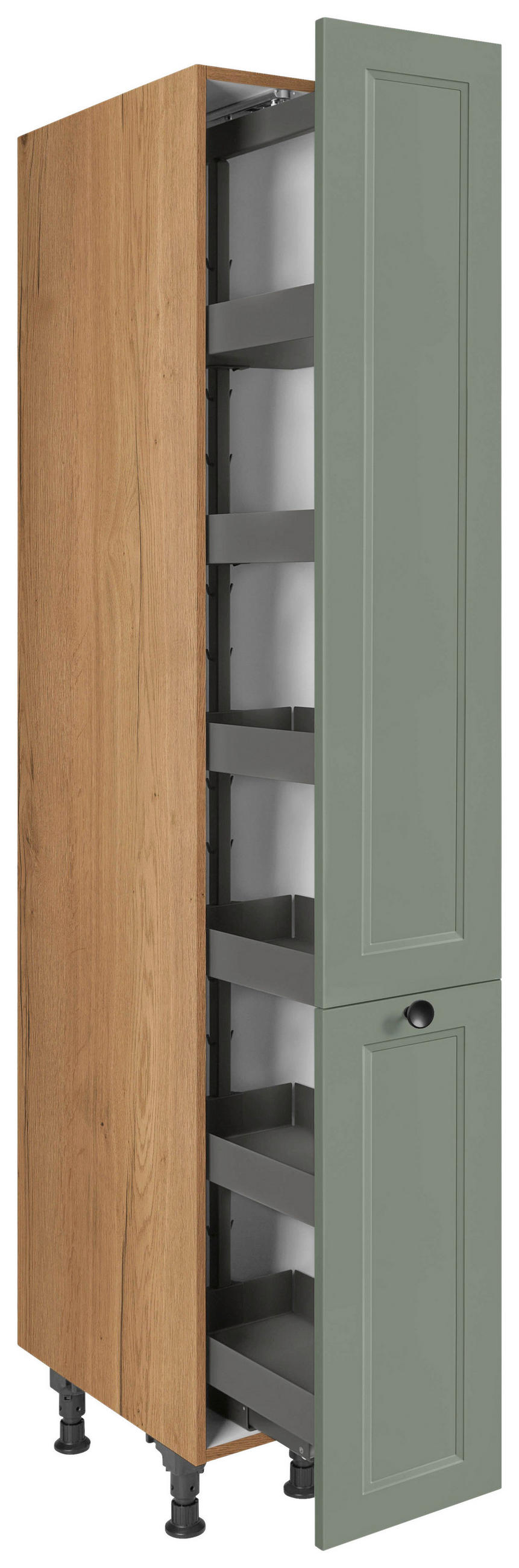 APOTHEKERSCHRANK 30/216,6/58 cm  in Grün  - Eichefarben/Schwarz, MODERN, Holzwerkstoff/Metall (30/216,6/58cm) - Nobilia