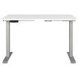 SCHREIBTISCH 120/80/72-118 cm  in Silberfarben, Weiß  - Silberfarben/Weiß, MODERN, Holzwerkstoff/Metall (120/80/72-118cm) - Novel