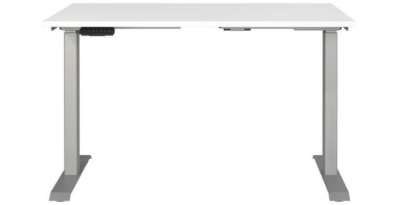 SCHREIBTISCH 120/80/72-118 cm in Silberfarben, Weiß - Silberfarben/Weiß, MODERN, Holzwerkstoff/Metall (120/80/72-118cm) - Novel