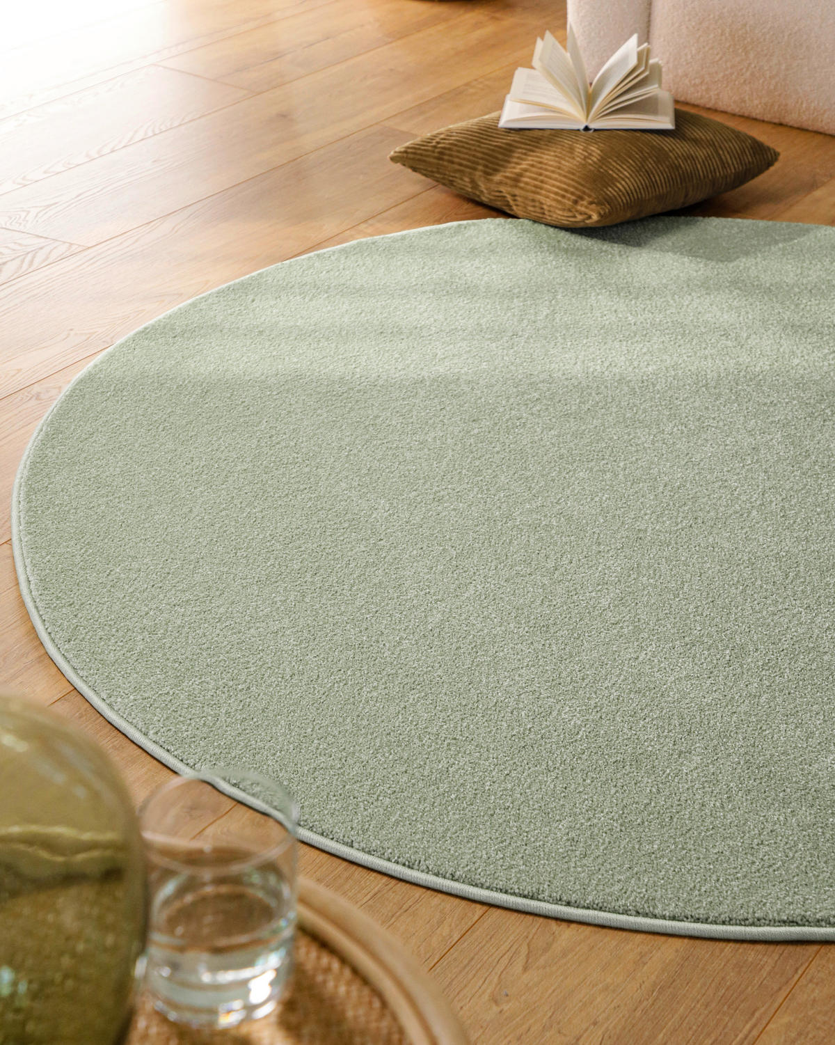 WEBTEPPICH  Wohnzimmer 200 cm Esprit Salbeigrün rund  - Salbeigrün, Design, Textil (200cm) - Esprit