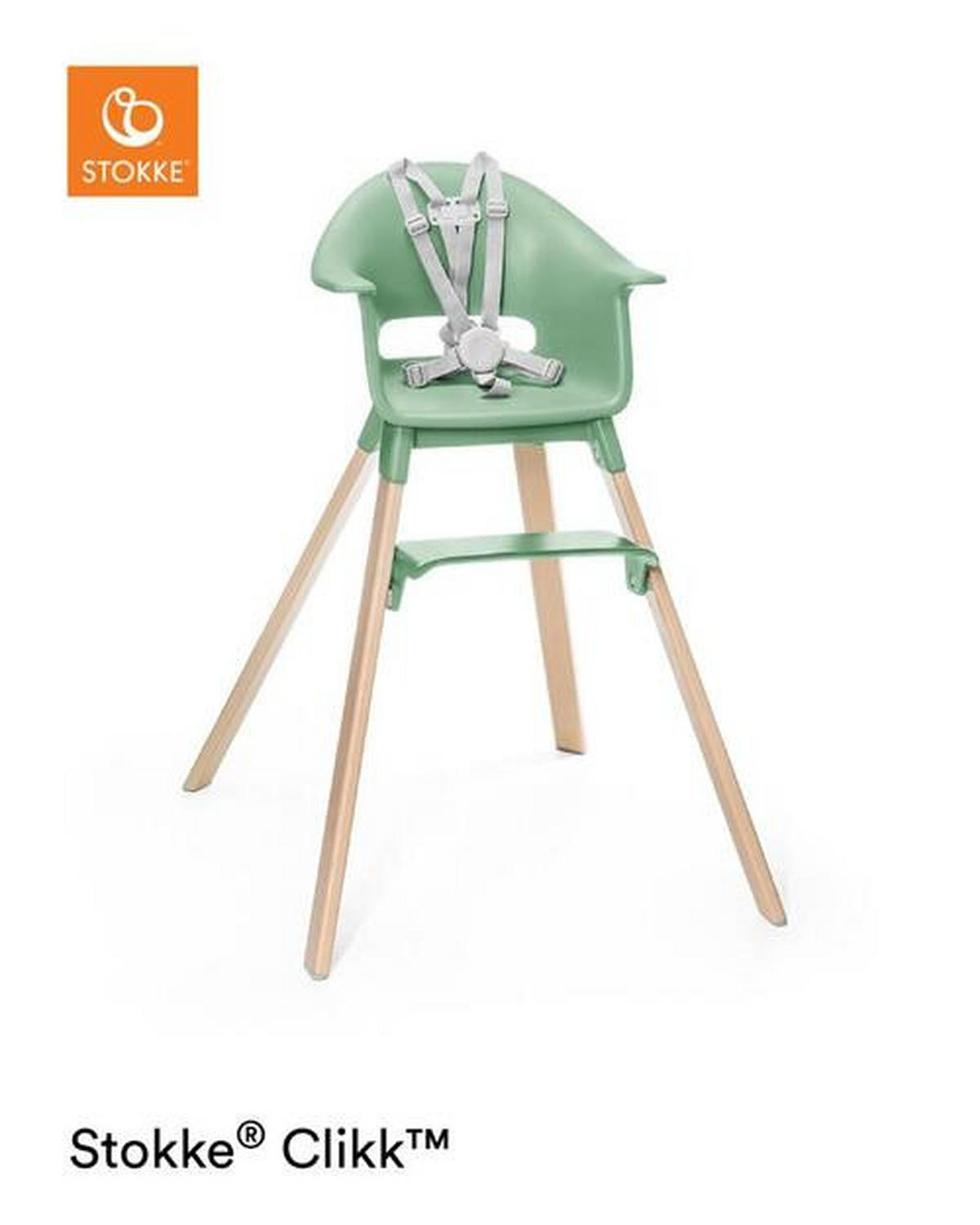 HRANILICA  Clikk  - pastelno zelena/prirodne boje, Basics, drvo/plastika (56/69/59cm) - Stokke