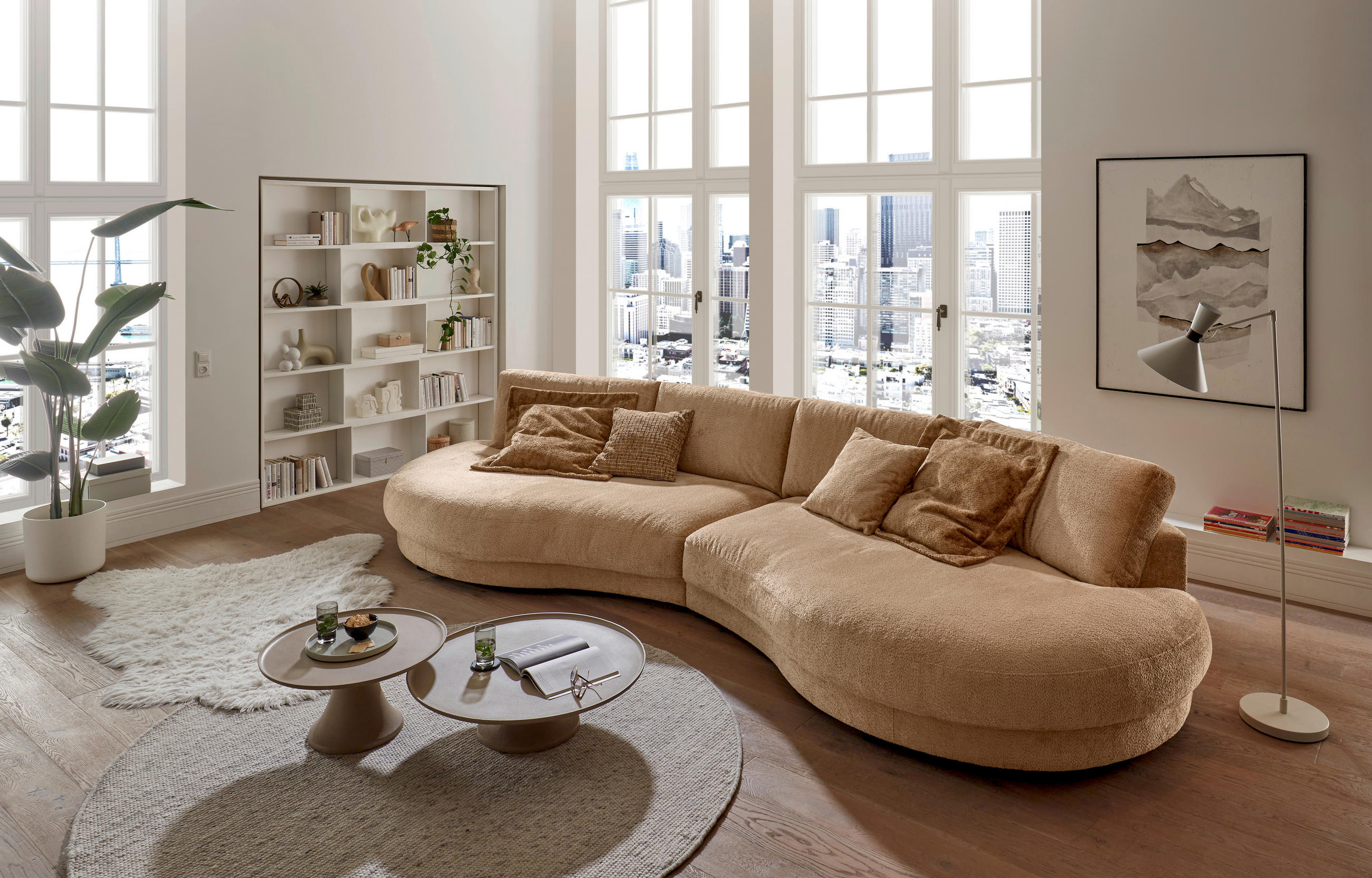 BIGSOFA Feincord Taupe  - Taupe/Schwarz, Design, Kunststoff/Textil (410/86/166cm) - Pure Home Lifestyle