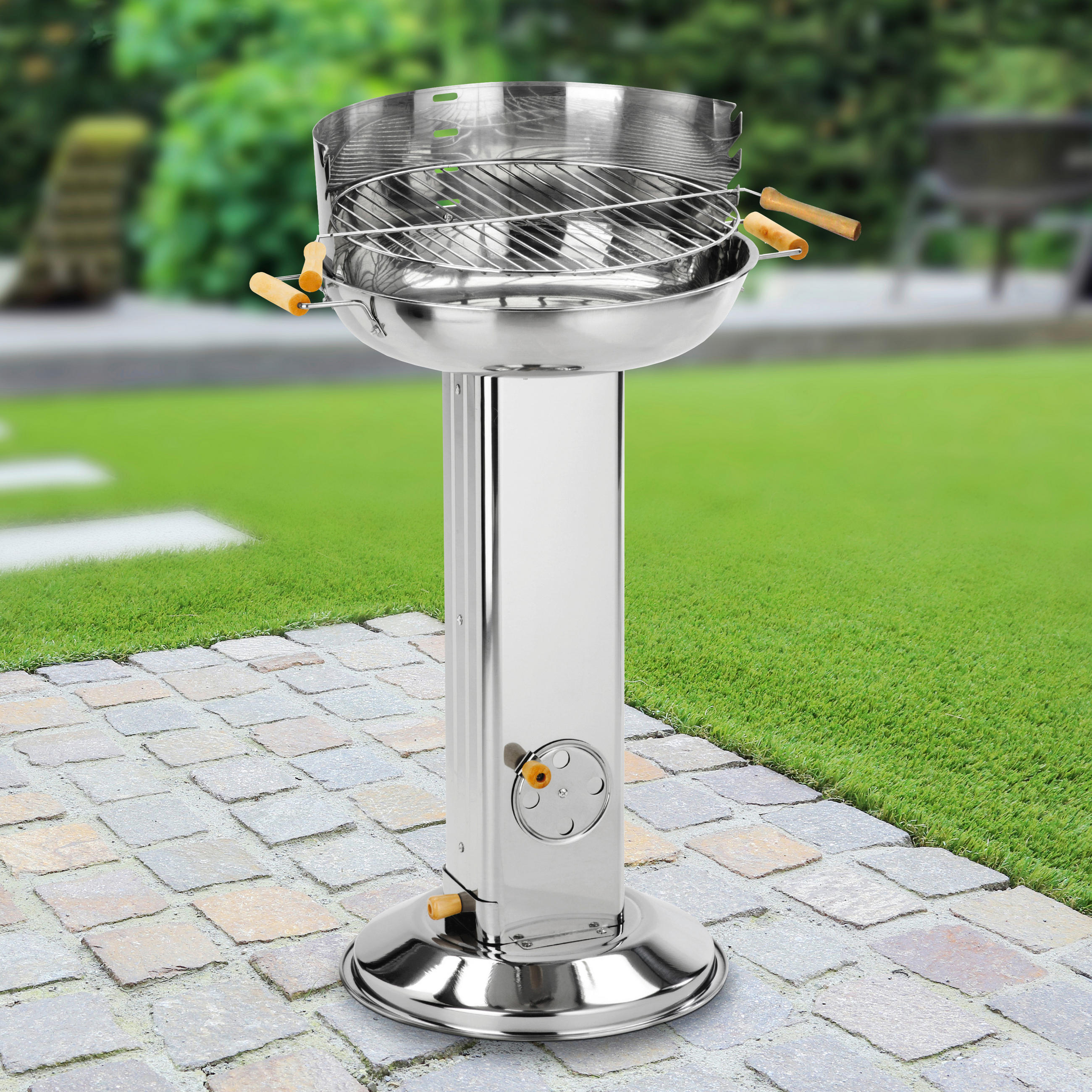 SÄULENGRILL - Edelstahlfarben, Basics, Metall (65/83/43cm)