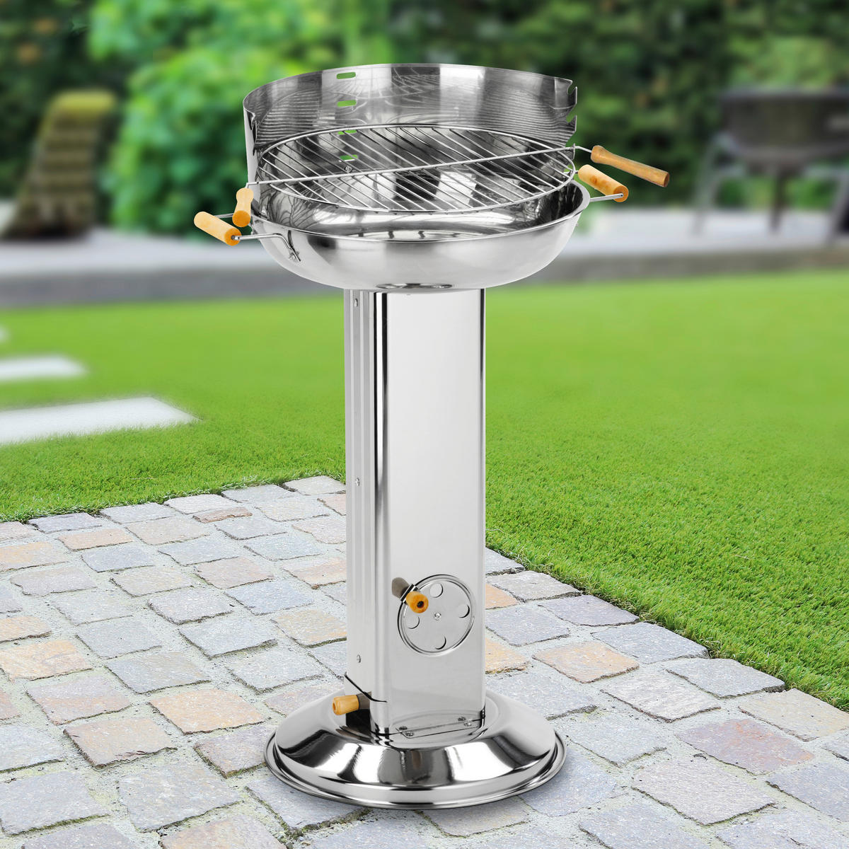 SÄULENGRILL - Edelstahlfarben, Basics, Metall (65/83/43cm)