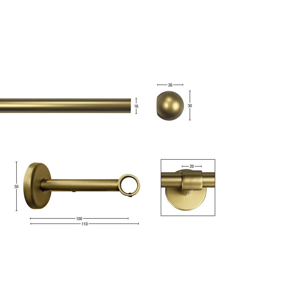 Thumbnail - Xxxl Vorhangstange, Gold, Metall, 100 cm, Wohntextilien, Gardinen & Vorhänge, Gardinen-Stangen