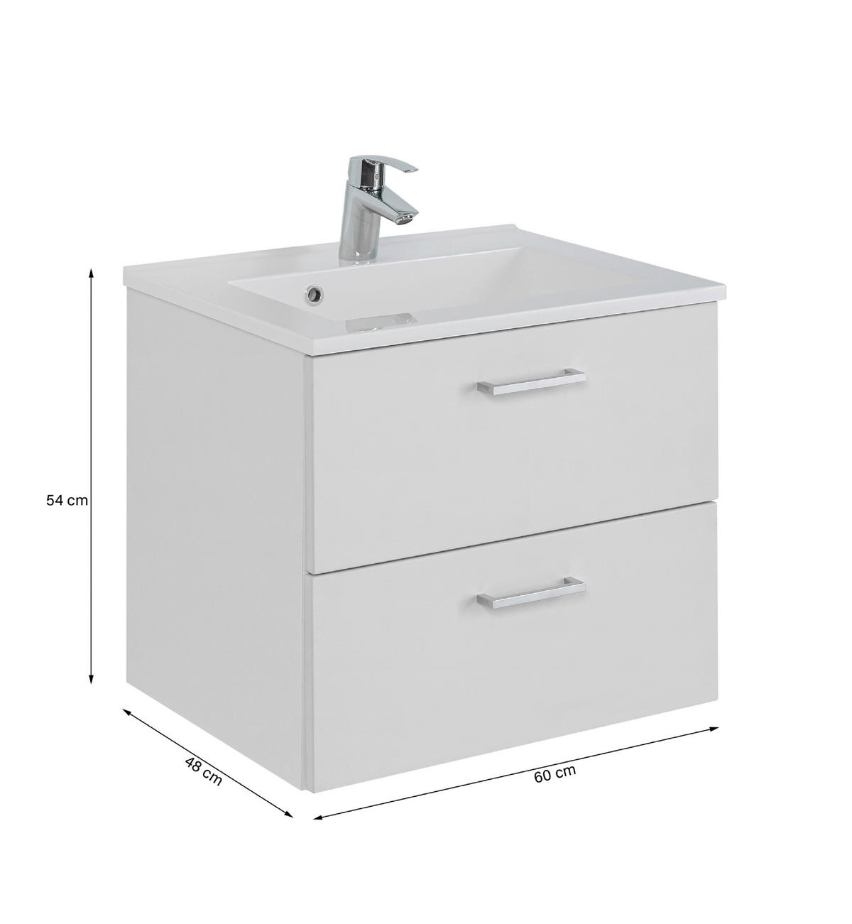 WASCHTISCHKOMBI 60 cm  - Chromfarben/Weiß, MODERN, Holzwerkstoff/Stein (60cm) - Held