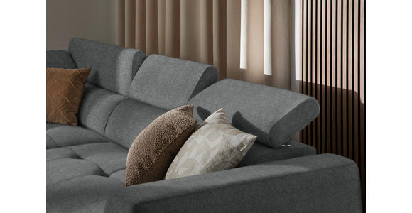 ECKSOFA Dunkelgrau Struktur - Dunkelgrau/Schwarz, Design, Kunststoff/Textil (205/284cm) - Xora