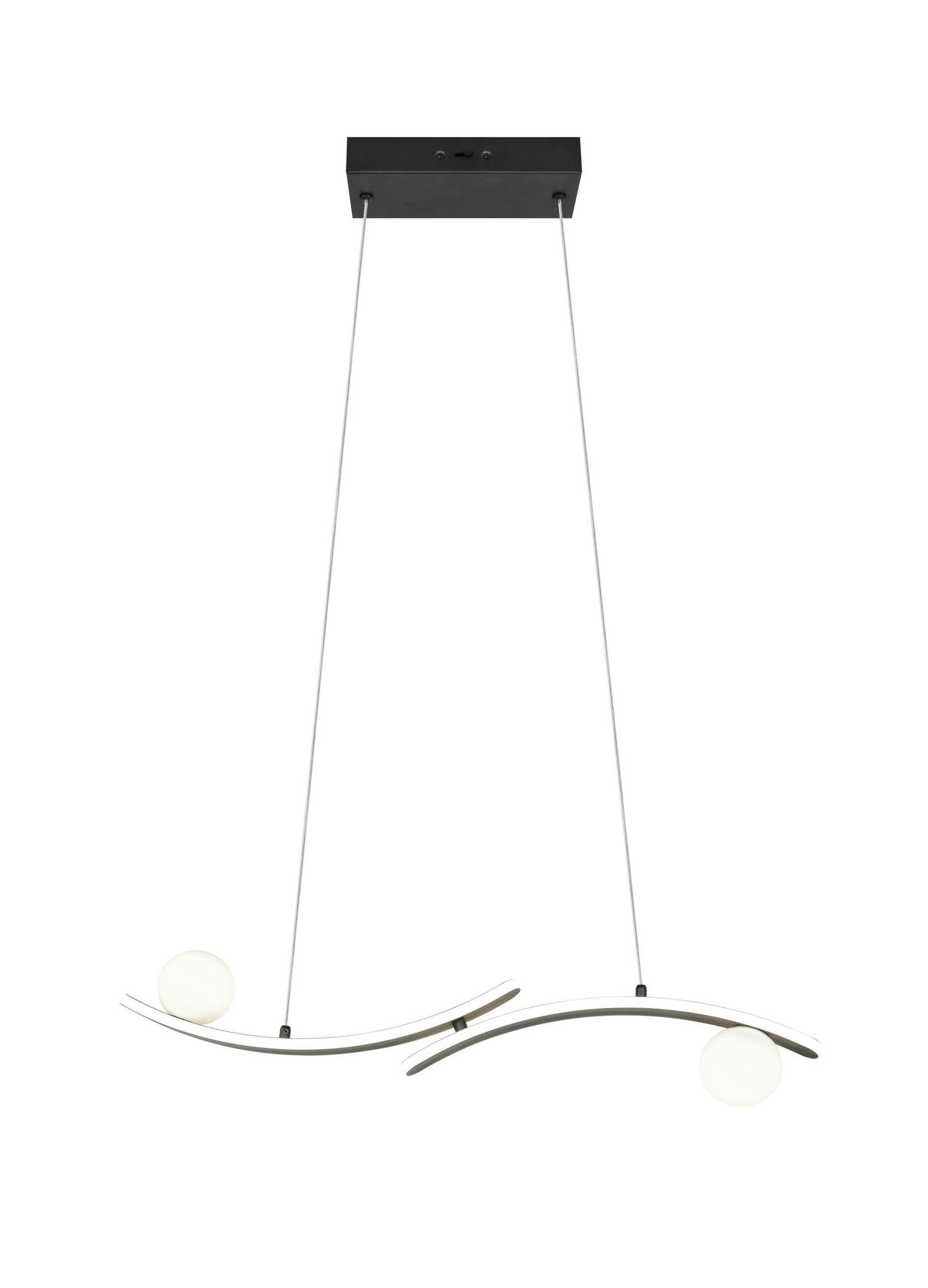 LED-HÄNGELEUCHTE Napoli 82/150 cm  - Schwarz/Weiß, Design, Glas/Kunststoff (82/150cm) - Trio Leuchten