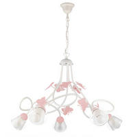 DĚTSKÉ ZÁVĚSNÉ SVÍTIDLO, 70/80 cm  - bílá/pink, Basics, kov/sklo (70/80cm)