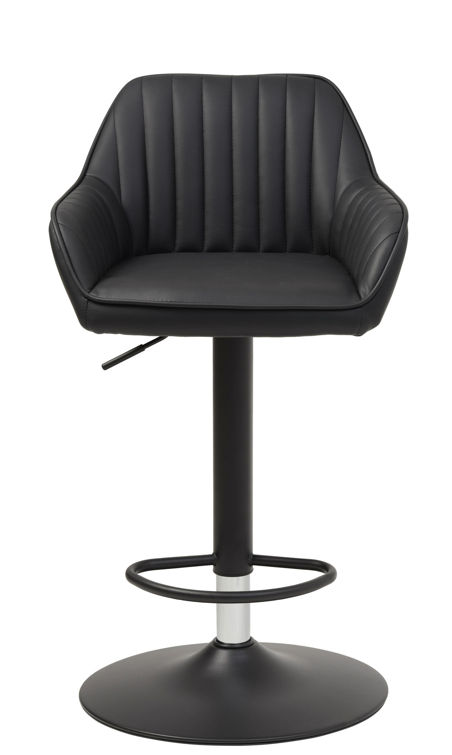 BARHOCKER Lederlook Schwarz Sitzfläche 360° drehbar  - Schwarz, MODERN, Textil/Metall (50/88-104/53cm) - Livetastic