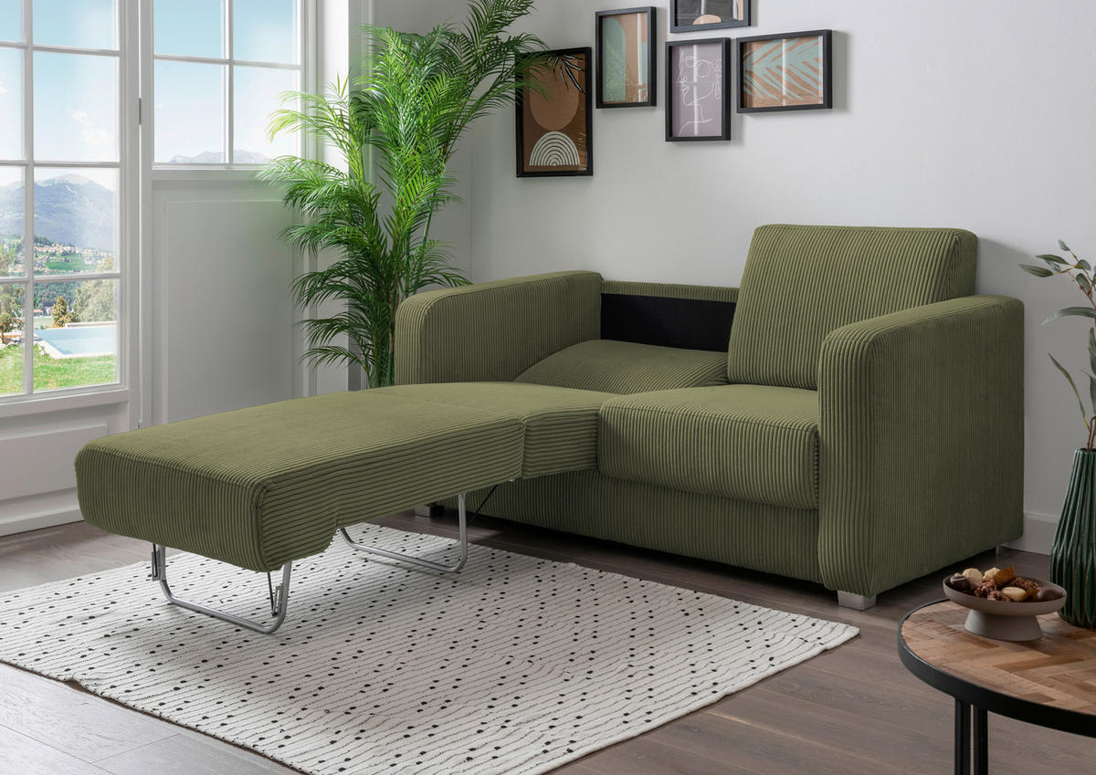 SCHLAFSOFA Cord Olivgrün  - Chromfarben/Olivgrün, Basics, Kunststoff/Textil (159/88/87cm) - Livetastic