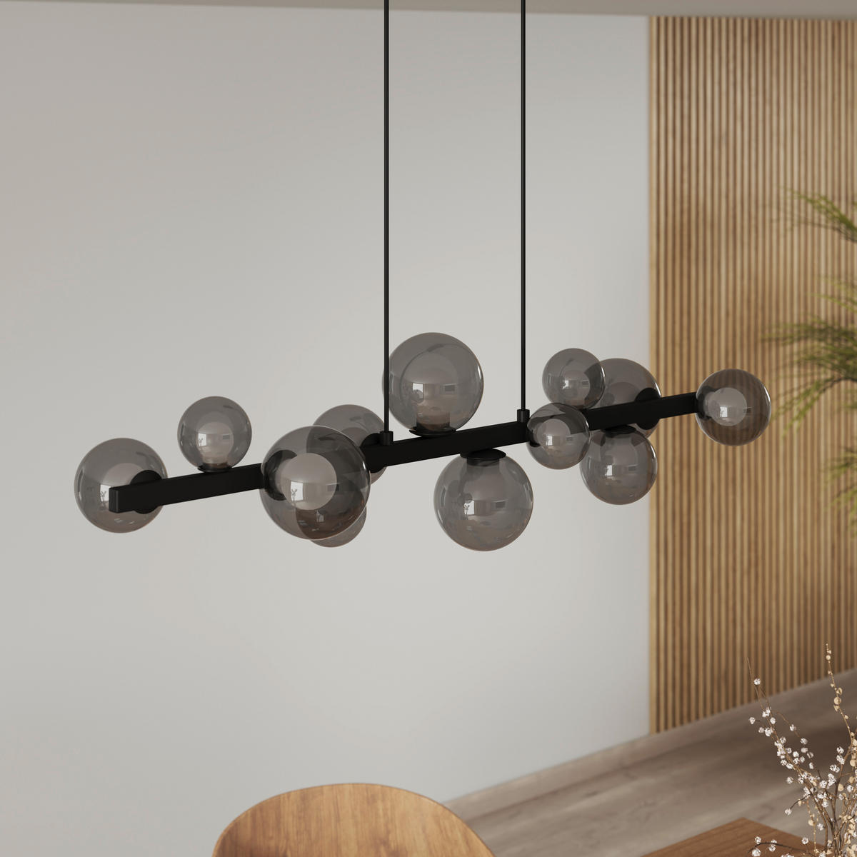 Lampă Suspendată Cu Led 95/27/150 cm  - negru maroniu, Design, sticlă/metal (95/27/150cm) - Dieter Knoll