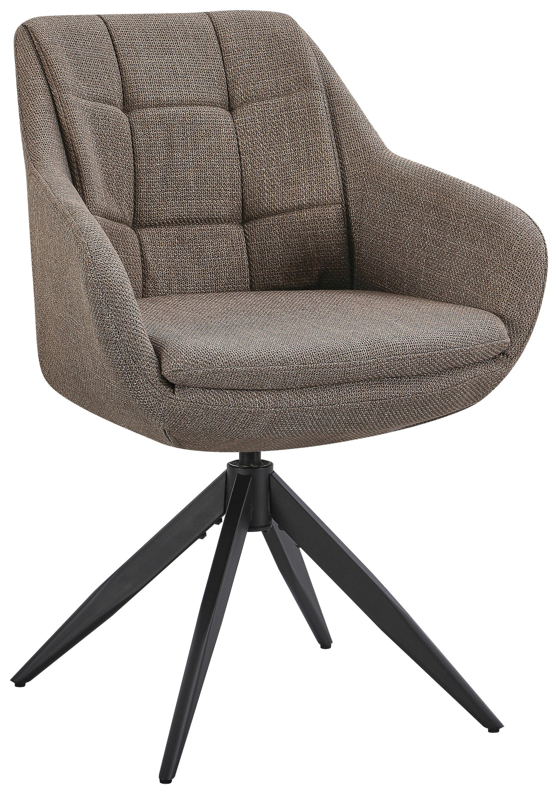 ARMLEHNSTUHL  Sitzfläche 360° drehbar, automatische Rückholfunktion Webstoff  Schwarz, Taupe  - Taupe/Schwarz, Design, Textil/Metall (62/83/61cm) - Novel