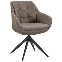 ARMLEHNSTUHL  Sitzfläche 360° drehbar, automatische Rückholfunktion Webstoff  Schwarz, Taupe  - Taupe/Schwarz, Design, Textil/Metall (62/83/61cm) - Novel