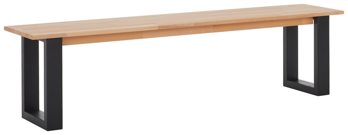 SITZBANK Kernbuche Kernbuche massiv Holz  - Schwarz/Kernbuche, Natur, Holz (180/38/45cm) - Livetastic