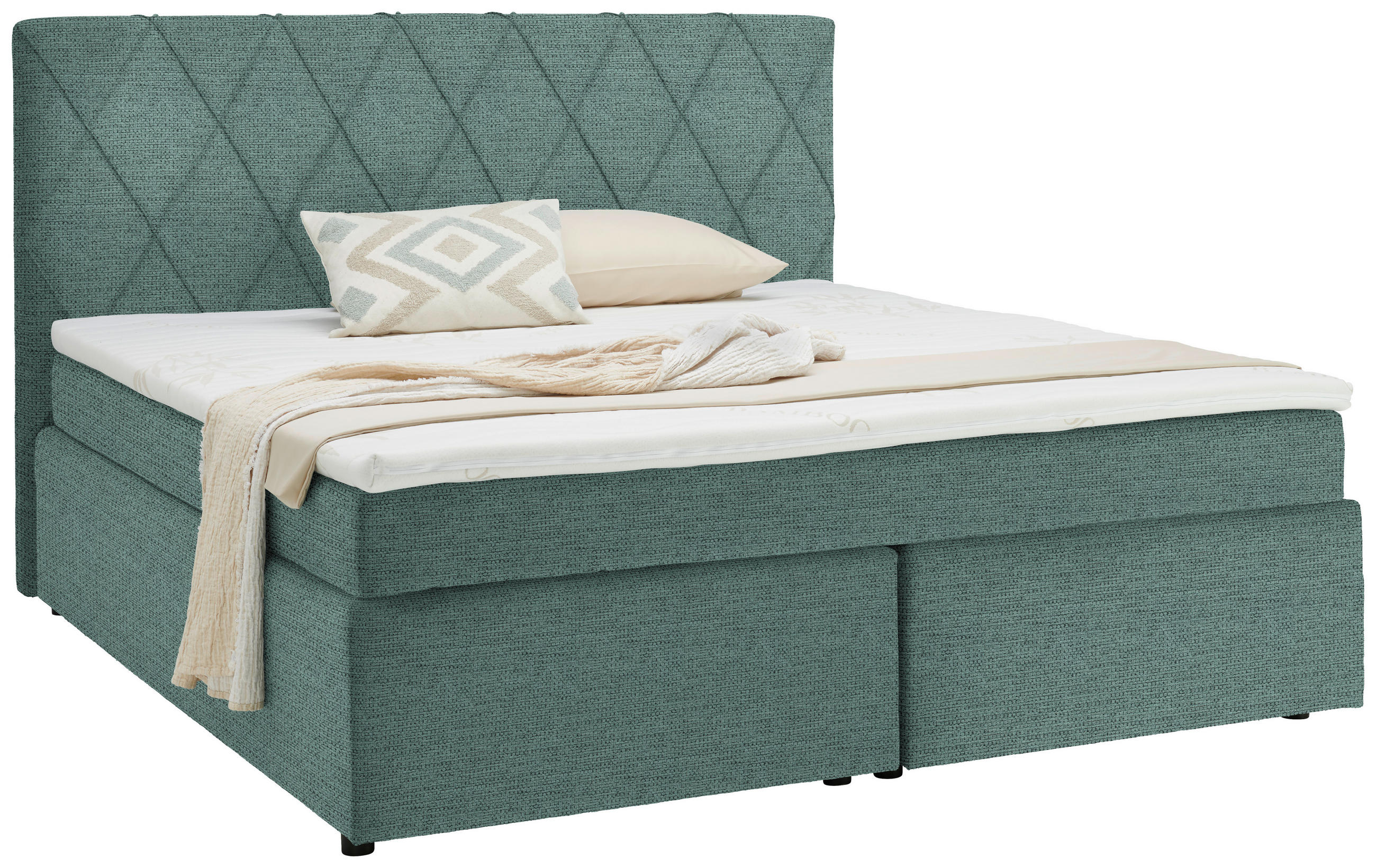BOXSPRINGBETT 160/200 cm  in Türkis  - Türkis/Schwarz, Design, Holzwerkstoff/Kunststoff (160/200cm) - Xora