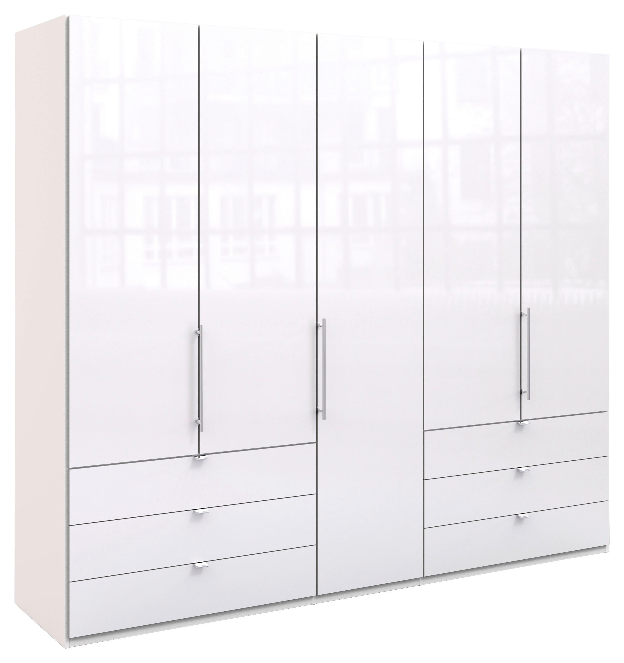 FALTTÜRENSCHRANK 250/216/58 cm 3-türig Weiß  - Chromfarben/Weiß, KONVENTIONELL, Glas/Holzwerkstoff (250/216/58cm) - Venda