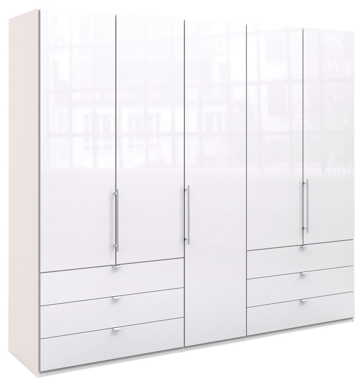 FALTTÜRENSCHRANK  in Weiß  - Chromfarben/Weiß, KONVENTIONELL, Glas/Holzwerkstoff (250/216/58cm) - Venda