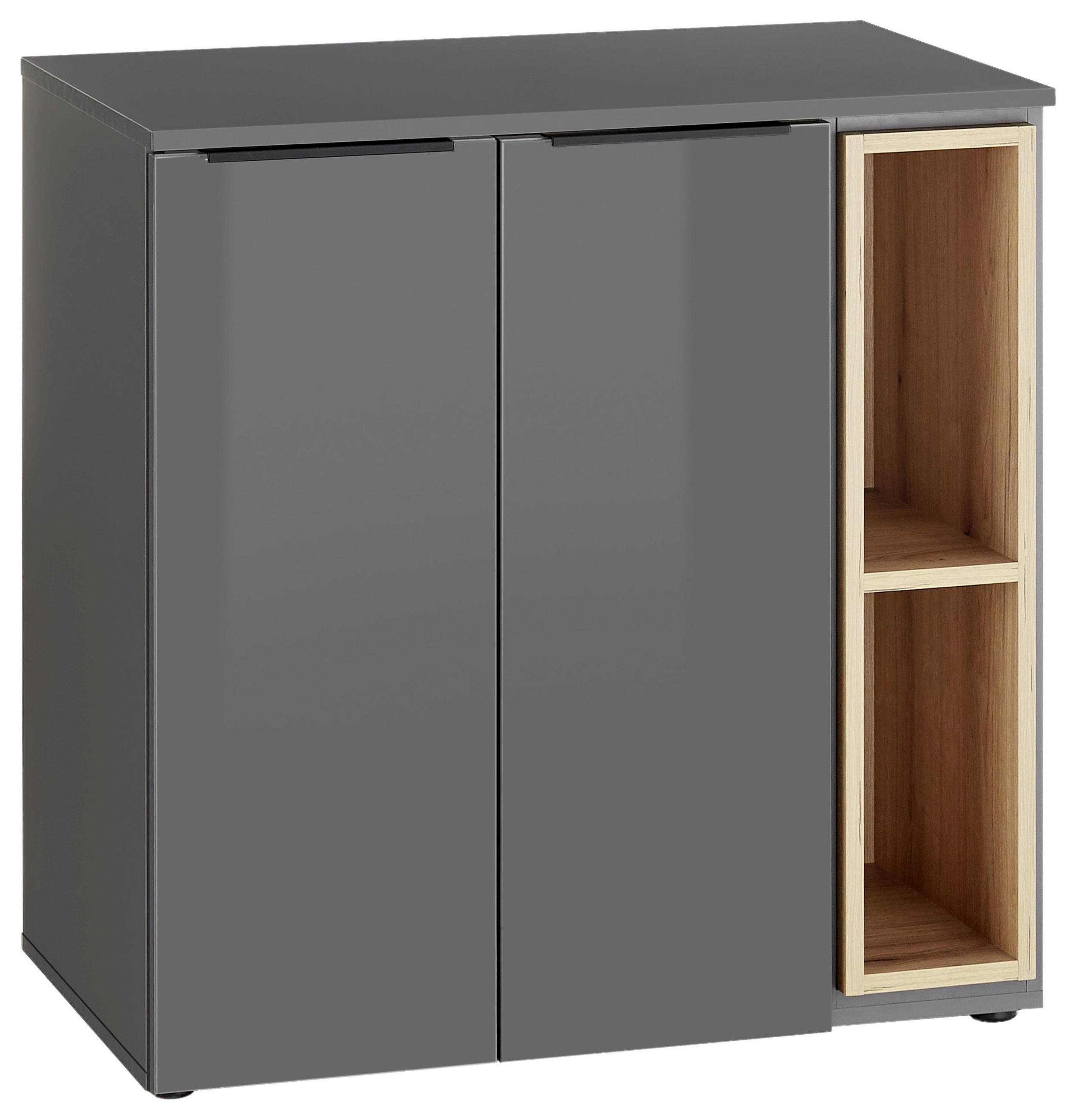 home24 Waschbeckenunterschrank Melli Anthrazit, Eiche 80x81.5x47 cm