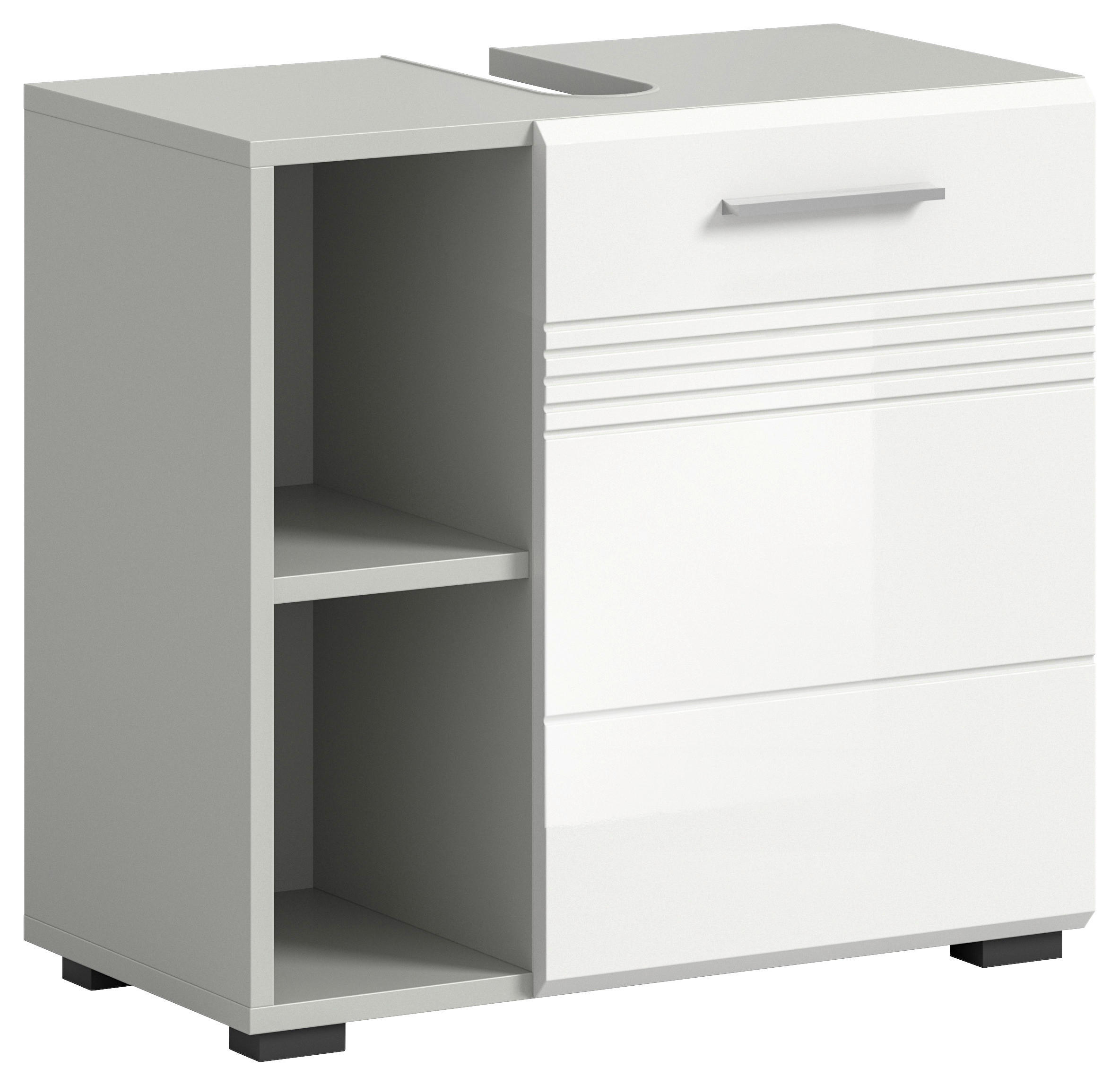 WASCHBECKENUNTERSCHRANK 60/56/32 cm  - Chromfarben/Weiß Hochglanz, MODERN, Holzwerkstoff/Kunststoff (60/56/32cm) - MID.YOU