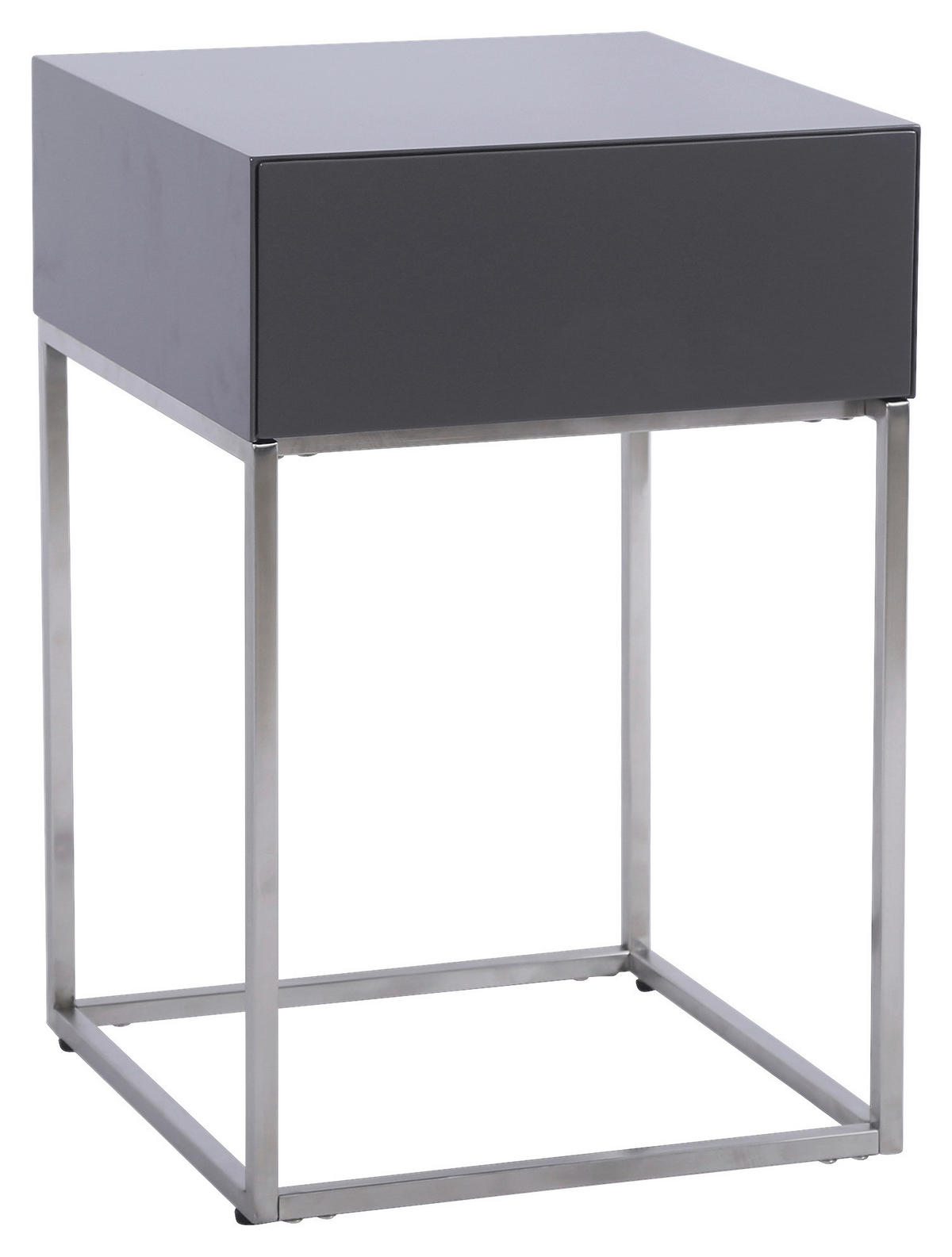 NACHTKÄSTCHEN 40/62/40 cm  in Anthrazit, Silberfarben  - Anthrazit/Silberfarben, Basics, Holzwerkstoff/Metall (40/62/40cm) - Xora