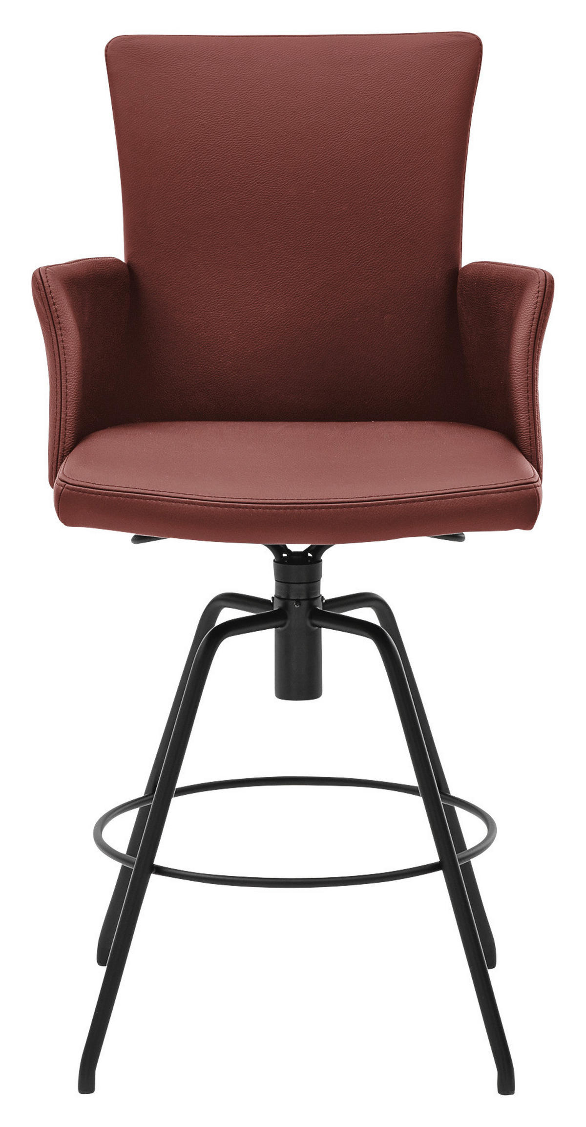 BARHOCKER Echtleder Rot automatische Rückholfunktion, Typenauswahl, Stoffauswahl, Lederauswahl  - Rot/Schwarz, Design, Leder/Metall (56/124/58cm) - Musterring