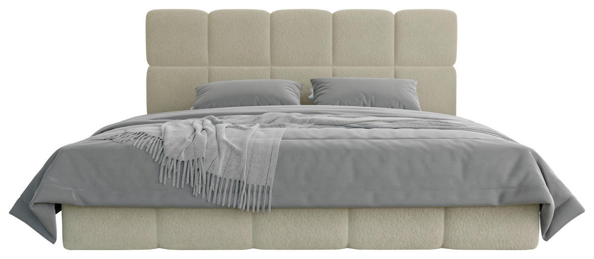 POLSTERBETT Cloudy Lattenrost, Bettkasten 180/200 cm  in Beige  - Beige/Schwarz, Design, Holz/Textil (180/200cm) - Boxxx