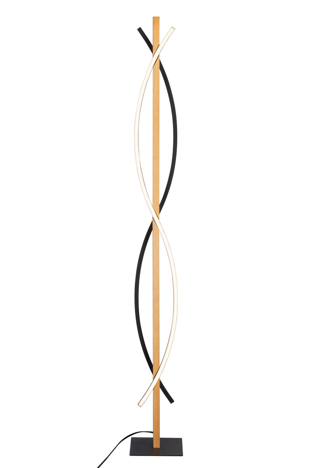 LED-STEHLEUCHTE Zhang 22/130/16 cm   - Schwarz/Kieferfarben, Design, Holz/Kunststoff (22/130/16cm) - Novel