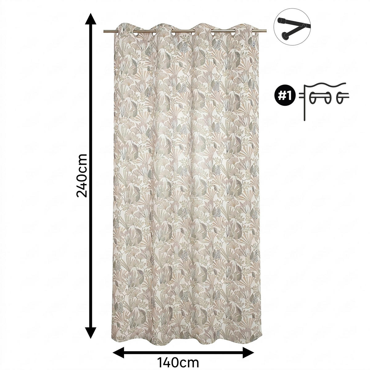 FERTIGVORHANG blickdicht  - Graubraun, Basics, Textil (140/240cm)