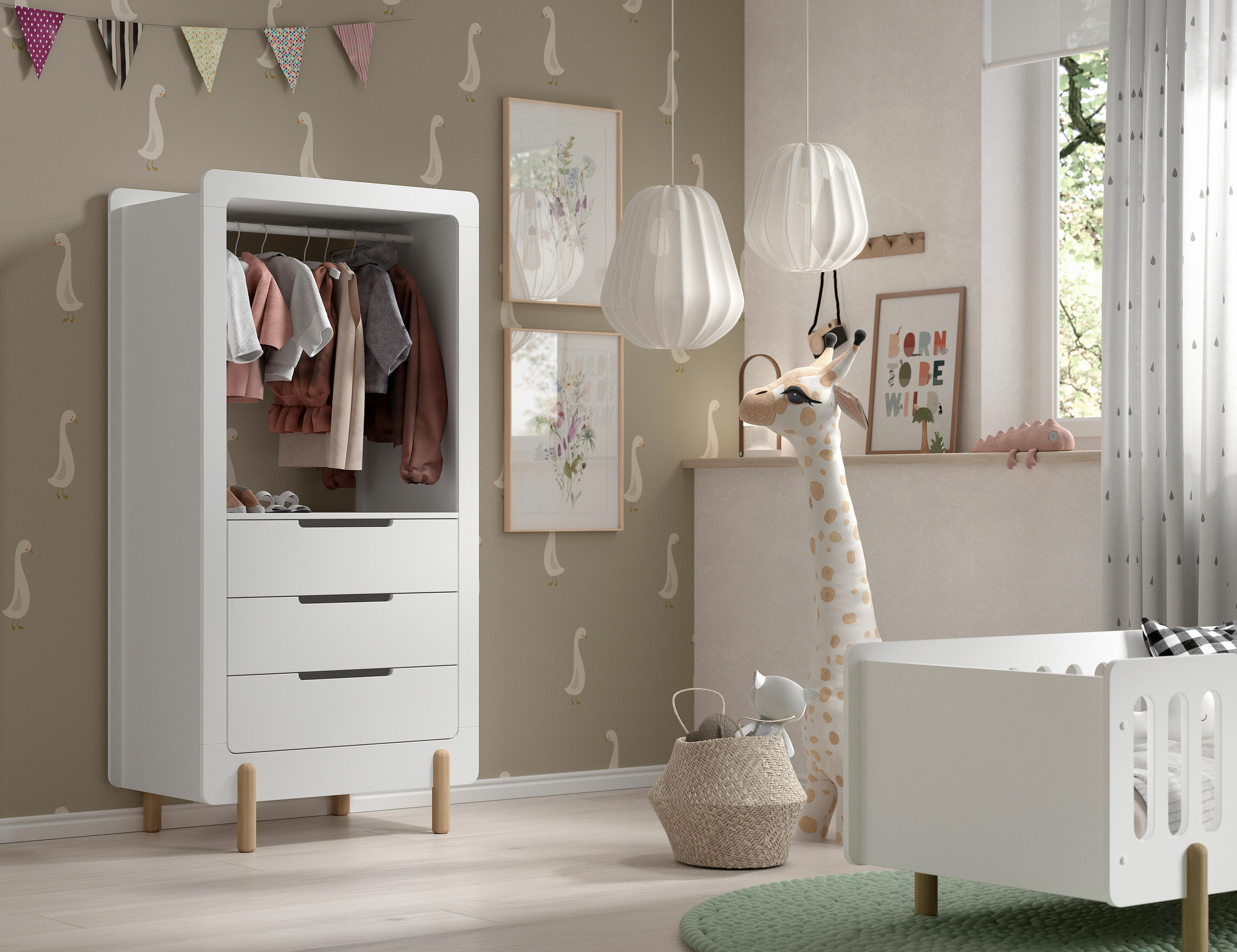 KINDERKLEIDERSCHRANK - Weiß, MODERN, Holzwerkstoff (88/180/54,4cm) - MID.YOU