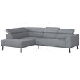 ECKSOFA in Webstoff Hellgrau  205/280 cm  - Hellgrau/Schwarz, Design, Textil/Metall (205/280cm) - Xora