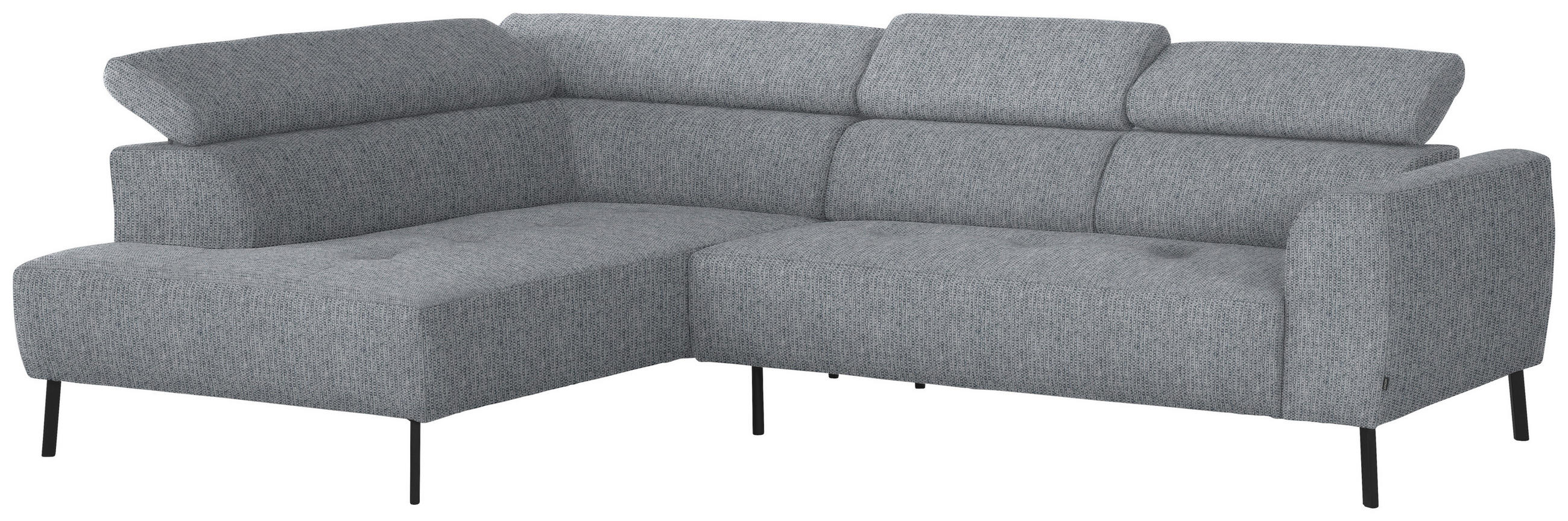 ECKSOFA in Webstoff Hellgrau  205/280 cm  - Hellgrau/Schwarz, Design, Textil/Metall (205/280cm) - Xora