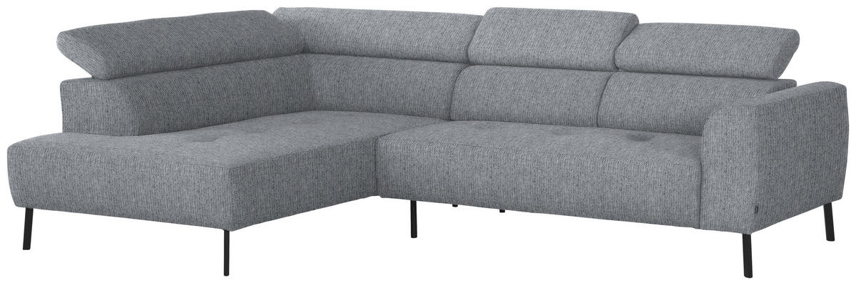 ECKSOFA in Webstoff Hellgrau  205/280 cm  - Hellgrau/Schwarz, Design, Textil/Metall (205/280cm) - Xora