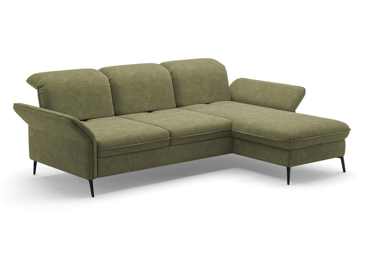 ECKSOFA in Flachgewebe Hellgrün  - Schwarz/Hellgrün, Konventionell, Textil/Metall (264/198cm) - Sit & More