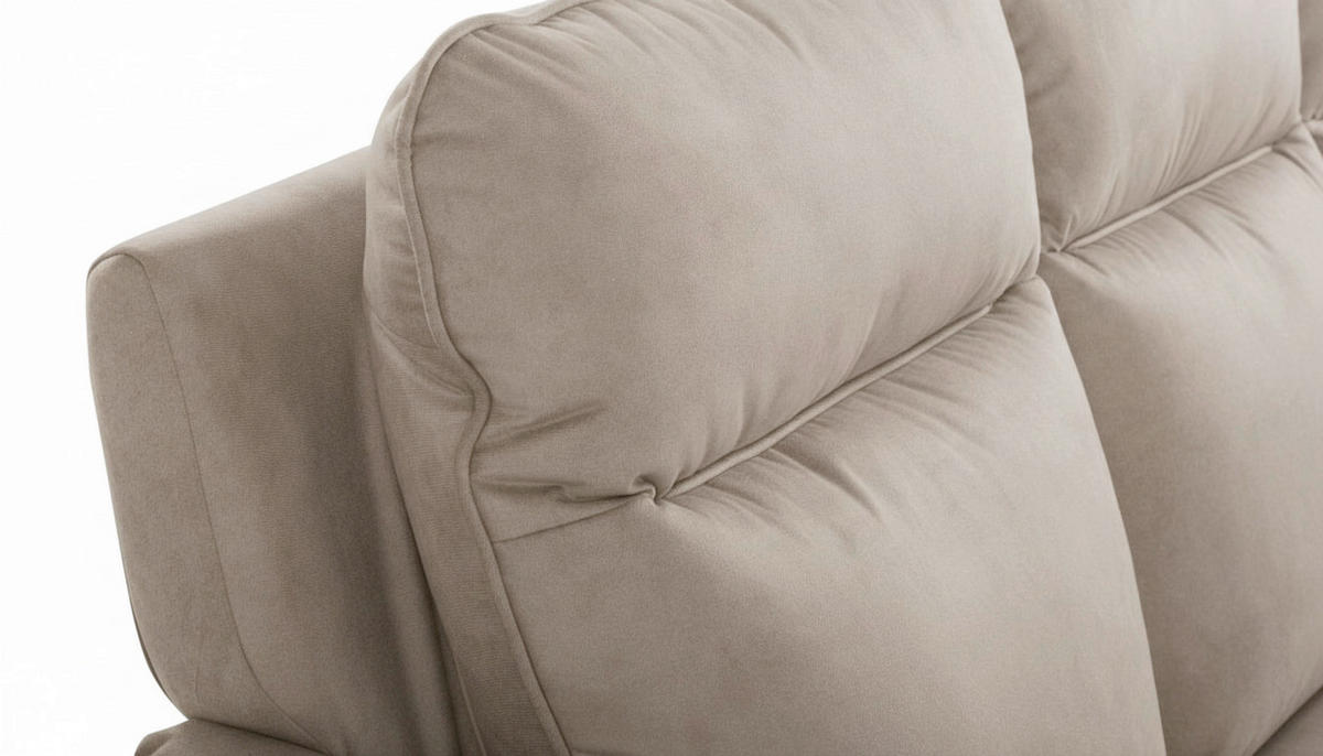 3-SITZER-SOFA  in Mikrofaser Beige Skandinavisch, Modern  - Beige/Buchefarben, Design, Holz/Textil (202/110/92cm) - Livetastic