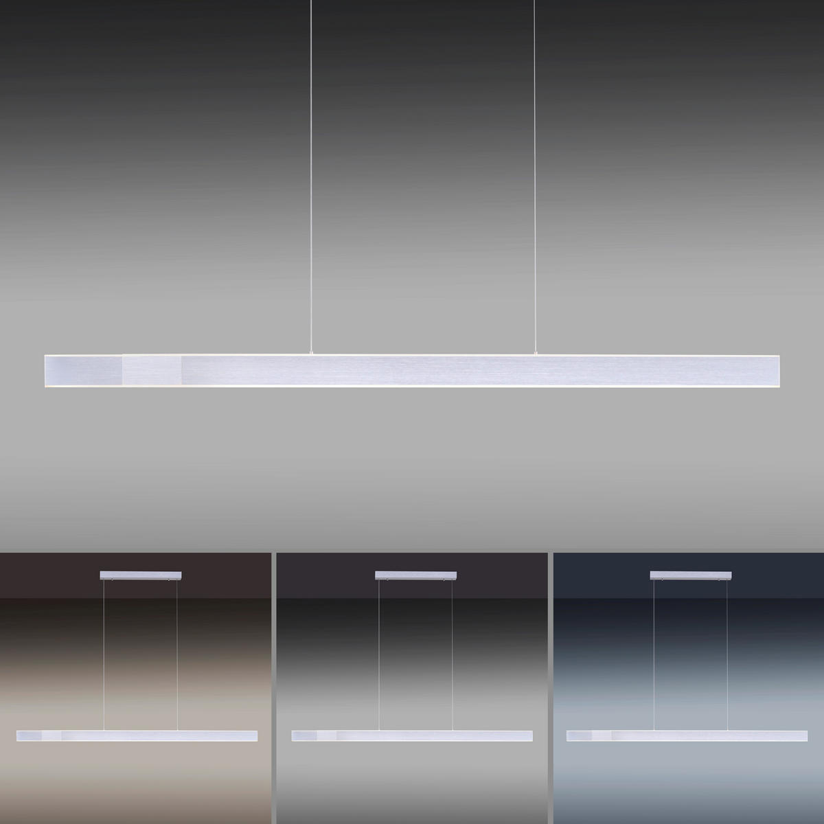 LED-HÄNGELEUCHTE 179/4,8/120 cm  - Alufarben, Design, Kunststoff/Metall (179/4,8/120cm) - Neuhaus PURE
