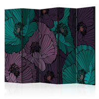 SKÄRMVÄGG  i trä, textil  violett, mintgrön  - mintgrön/violett, Basics, trä/textil (225/172/3cm) - artgeist