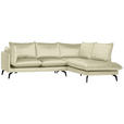 ECKSOFA Creme Samt  - Creme/Schwarz, Design, Textil/Metall (241/200cm) - Carryhome