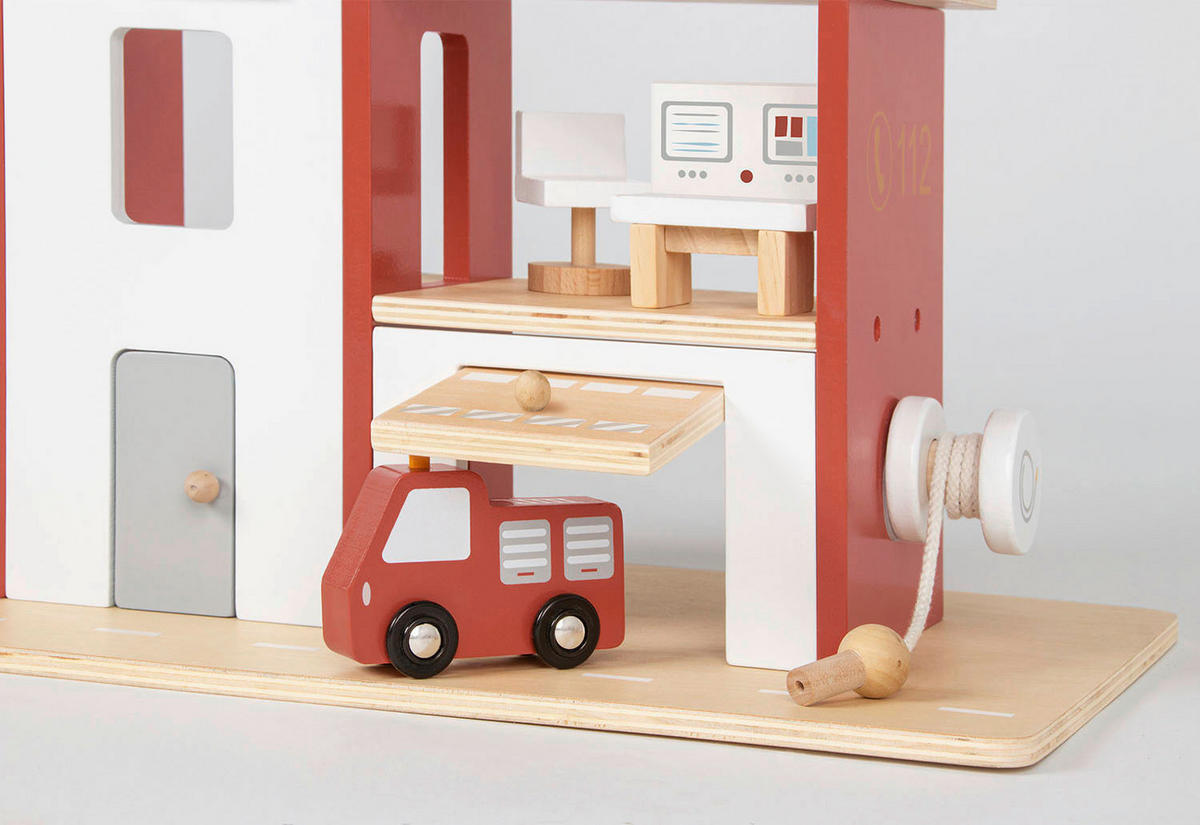 FEUERWEHRSTATION - Multicolor, Basics, Holz (55/32cm) - Pinolino