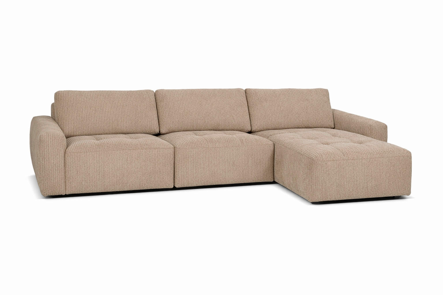 ECKSOFA MAZA Hellbraun Cord  - Hellbraun/Schwarz, Design, Textil (179/316cm) - Livetastic