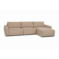 ECKSOFA MAZA Hellbraun Cord  - Hellbraun/Schwarz, Design, Textil (179/316cm) - Livetastic