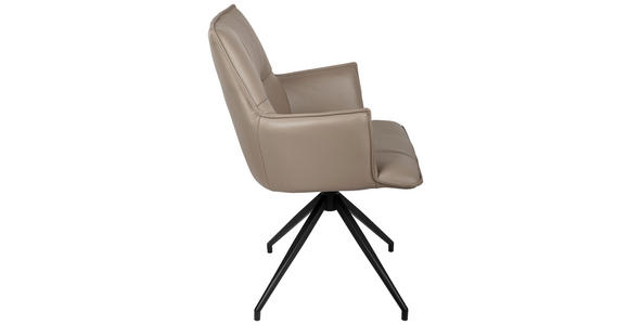 ARMLEHNSTUHL  in Eisen Echtleder pigmentiert  - Taupe/Schwarz, Design, Leder/Metall (60/89,5/63cm) - Novel