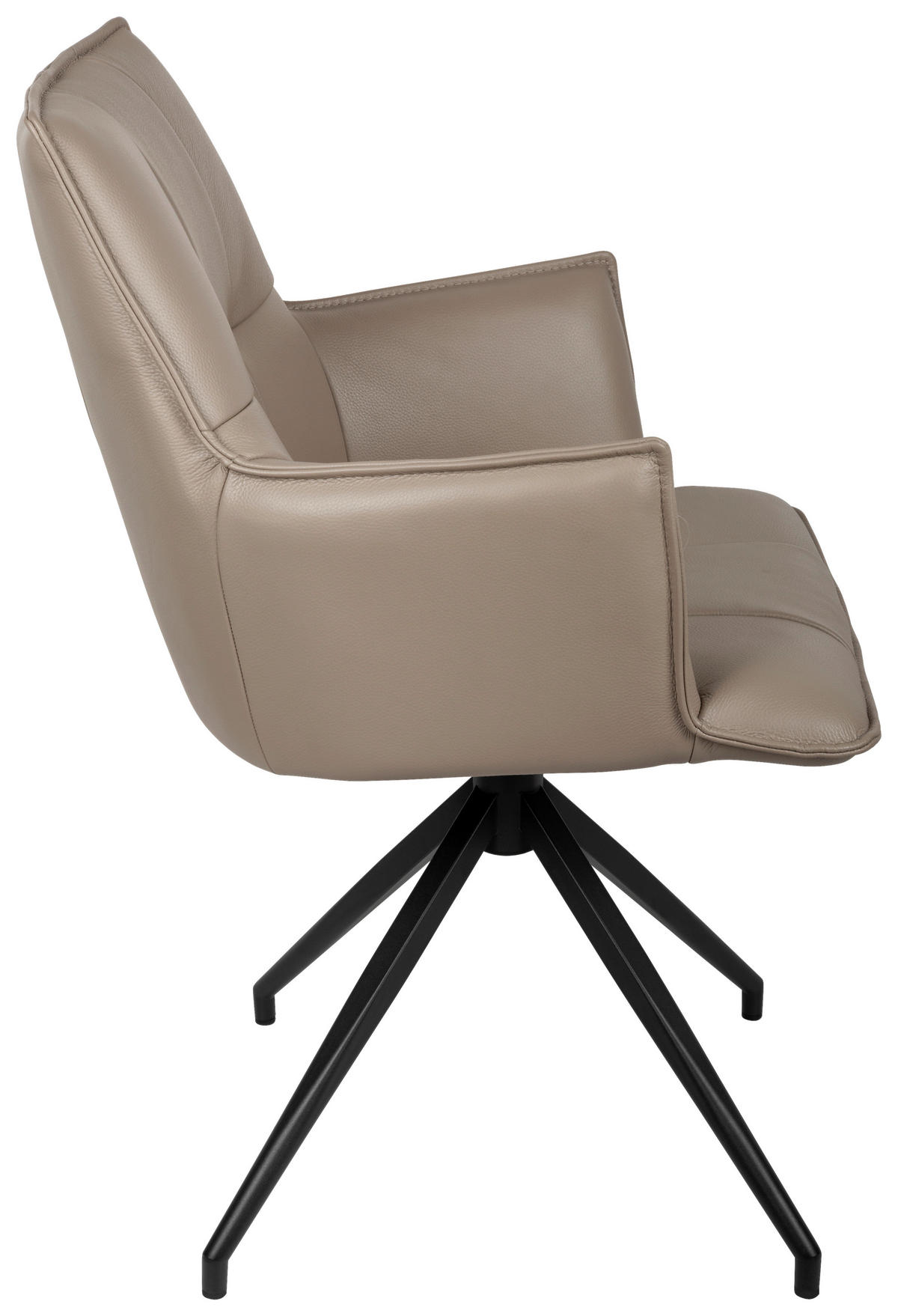 ARMLEHNSTUHL  in Eisen Echtleder pigmentiert  - Taupe/Schwarz, Design, Leder/Metall (60/89,5/63cm) - Novel