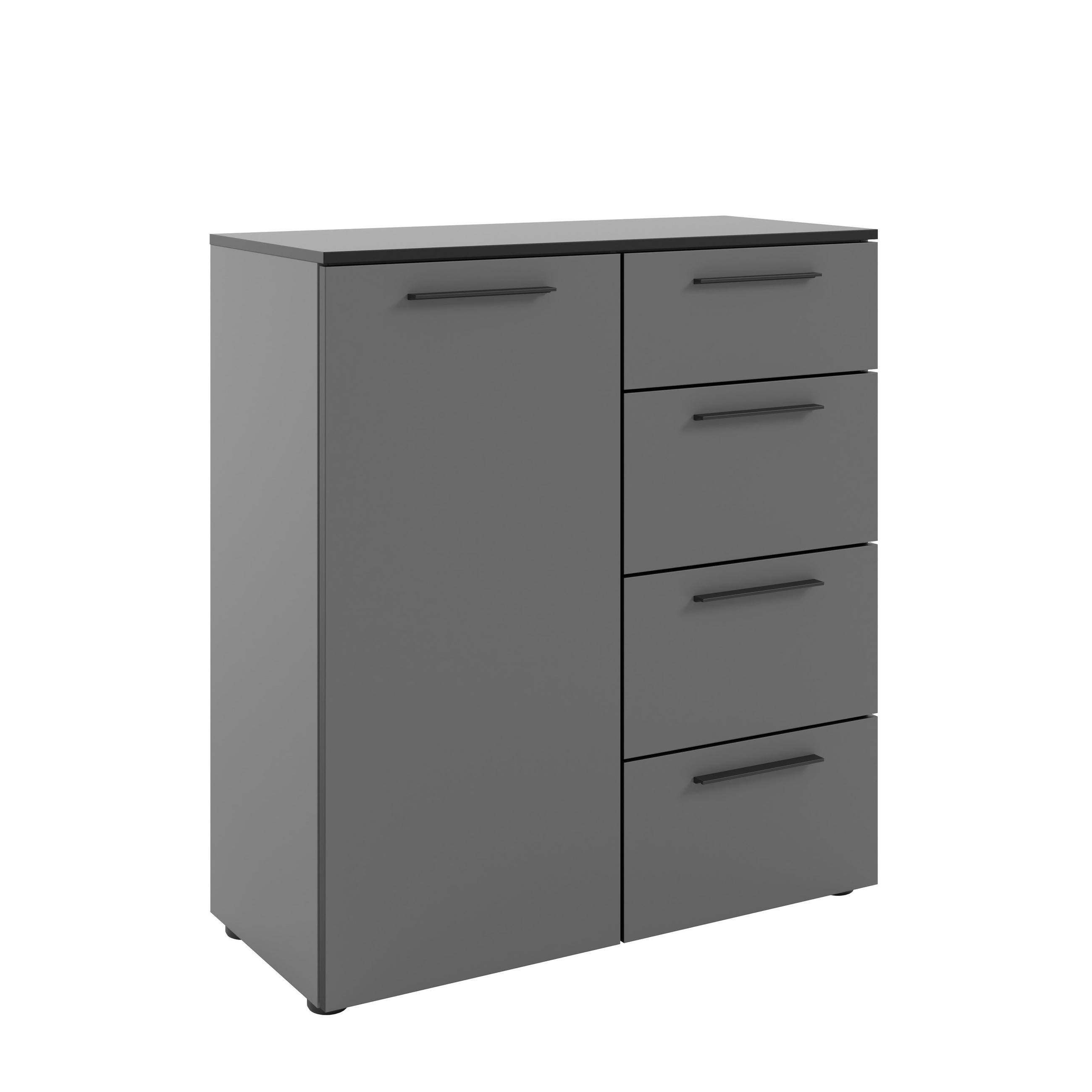 KOMMODE 90/99,8/40 cm  in Dunkelgrau  - Dunkelgrau/Schwarz, MODERN, Holzwerkstoff/Metall (90/99,8/40cm)