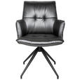 ARMLEHNSTUHL  in Eisen Lederlook  - Schwarz/Grau, Design, Textil/Metall (59/89,5/63cm) - Novel