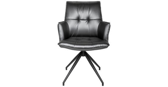 ARMLEHNSTUHL in Eisen Lederlook - Schwarz/Grau, Design, Textil/Metall (59/89,5/63cm) - Novel