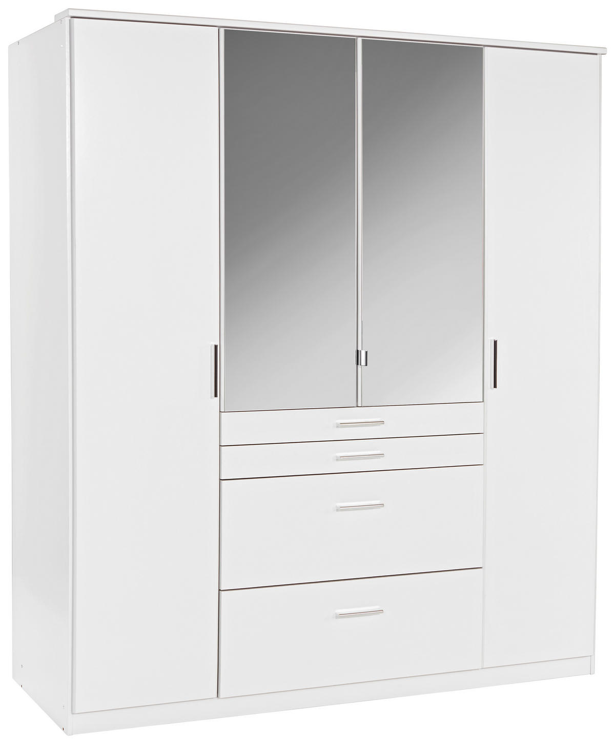 KLEIDERSCHRANK 180/198/58 cm Weiß  - Alufarben/Weiß, KONVENTIONELL, Holzwerkstoff/Kunststoff (180/198/58cm) - MID.YOU