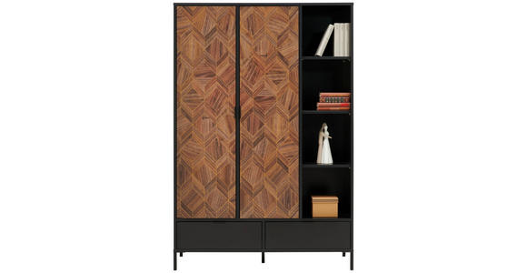 HIGHBOARD Schwarz, Goldfarben Einlegeböden  - Goldfarben/Schwarz, Trend, Holzwerkstoff/Metall (117,1/173,6/42cm) - Hom`in