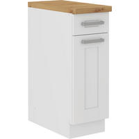 KÜCHENUNTERSCHRANK 30/86/60 cm  in Weiß  - Silberfarben/Weiß, ROMANTIK / LANDHAUS, Holzwerkstoff/Metall (30/86/60cm) - MID.YOU